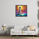 Crossing The Sea Lighthouse-Full Round Diamond Painting-30x30cm