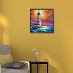 Crossing The Sea Lighthouse-Full Round Diamond Painting-30x30cm