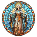 Stained Glass Jesus Virgin-Full Round Diamond Painting-30x30cm