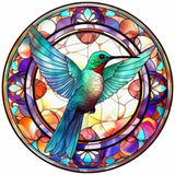 Stained Glass Hummingbird-Full Round Diamond Painting-30x30cm
