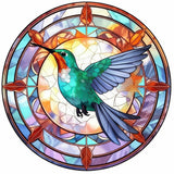 Stained Glass Hummingbird-Full Round Diamond Painting-30x30cm