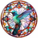 Stained Glass Hummingbird-Full Round Diamond Painting-30x30cm