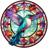 Stained Glass Hummingbird-Full Round Diamond Painting-30x30cm