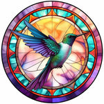 Stained Glass Hummingbird-Full Round Diamond Painting-30x30cm