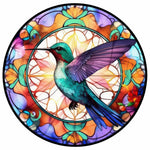 Stained Glass Hummingbird-Full Round Diamond Painting-30x30cm