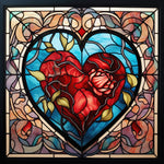 Stained Glass Heart-Full Round Diamond Painting-30x30cm