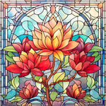 Stained Glass Flower-Full Round Diamond Painting-30x30cm