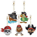 5/6pcs/sets-Cartoon-Double Side Drill-Diamond Keychain