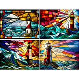 Stained Glass Landscape-Full Round Diamond Painting-40x30cm