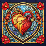Stained Glass Heart-Full Round Diamond Painting-30x30cm