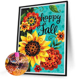 Sunflower Calligraphy And Painting-Full Round Diamond Painting-30x40cm