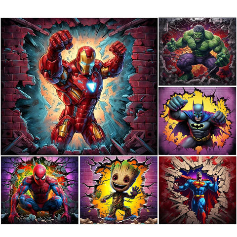 Marvel Heroes-Full Round Diamond Painting-40x35cm