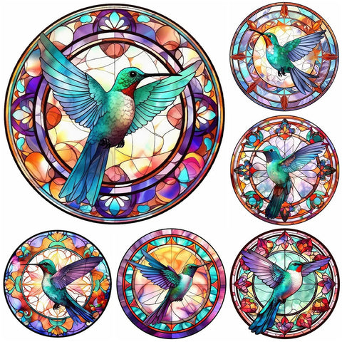 Stained Glass Hummingbird-Full Round Diamond Painting-30x30cm