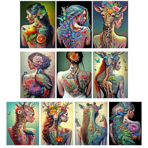 Tattoo Girl-Full Round Diamond Painting-30x40cm