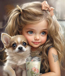 Life of Pets Girl-Round/Square Diamond Painting-30x40cm/40x50cm/50x70cm