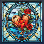 Stained Glass Heart-Full Round Diamond Painting-30x30cm