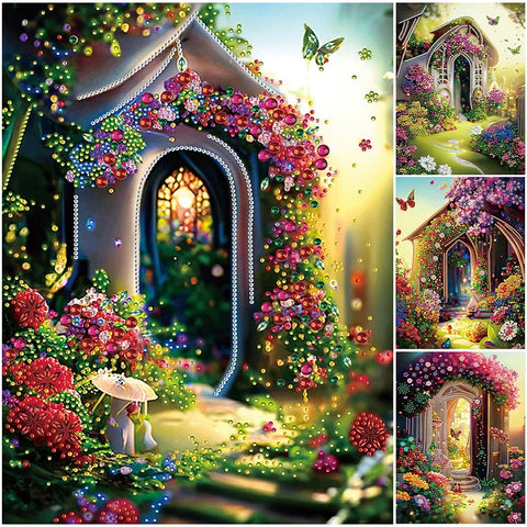 Garden House-Partial Special Diamond Painting-30x40cm